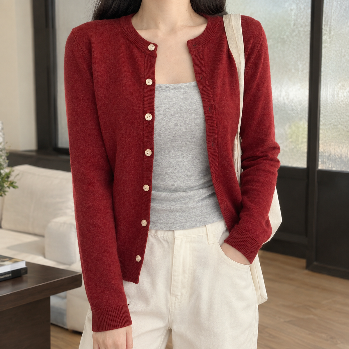 Benevolux | Women's Slim Fit Cardigan Fine Knit Button-Up