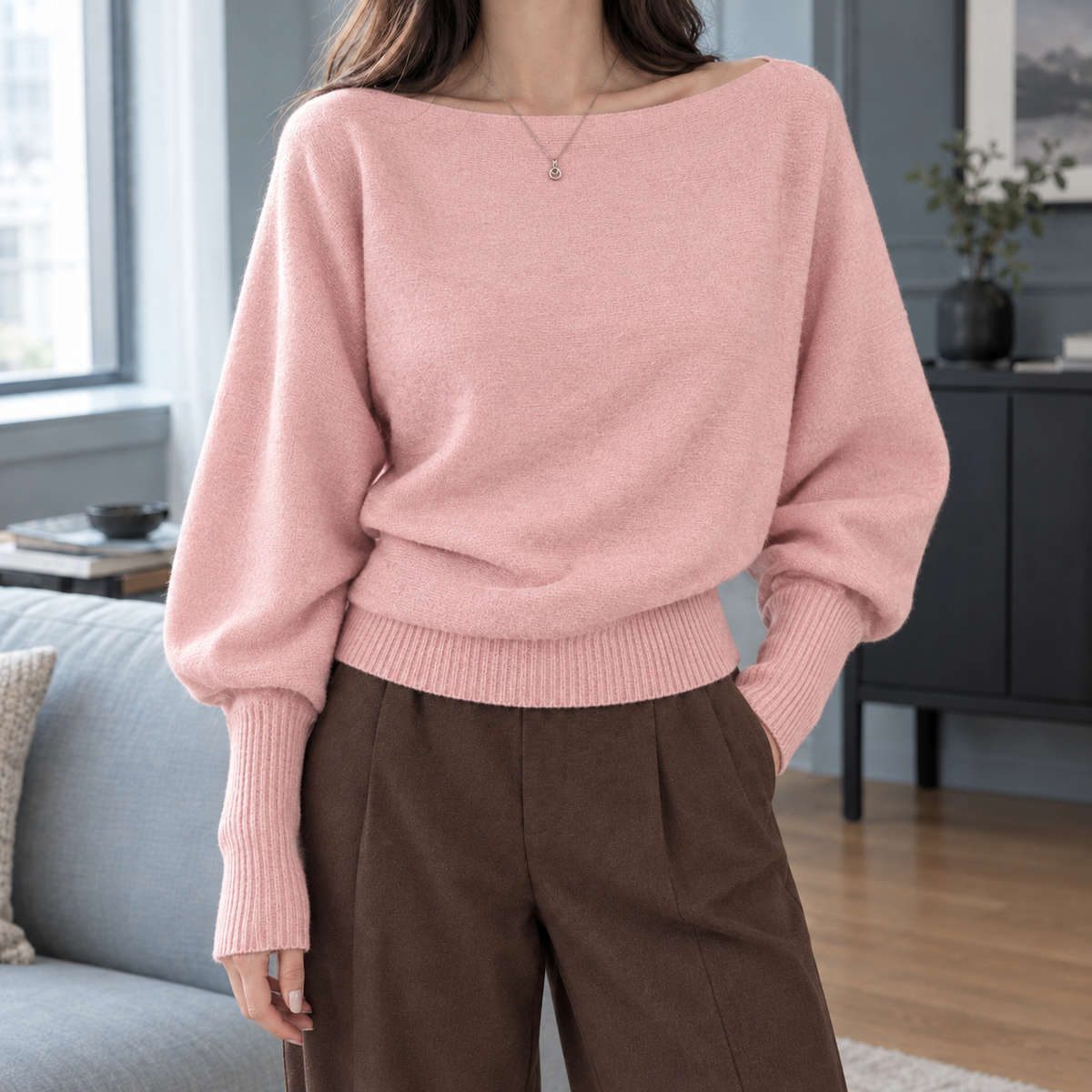 Benevolux | Women's Off Shoulder Top Long Lantern Sleeve