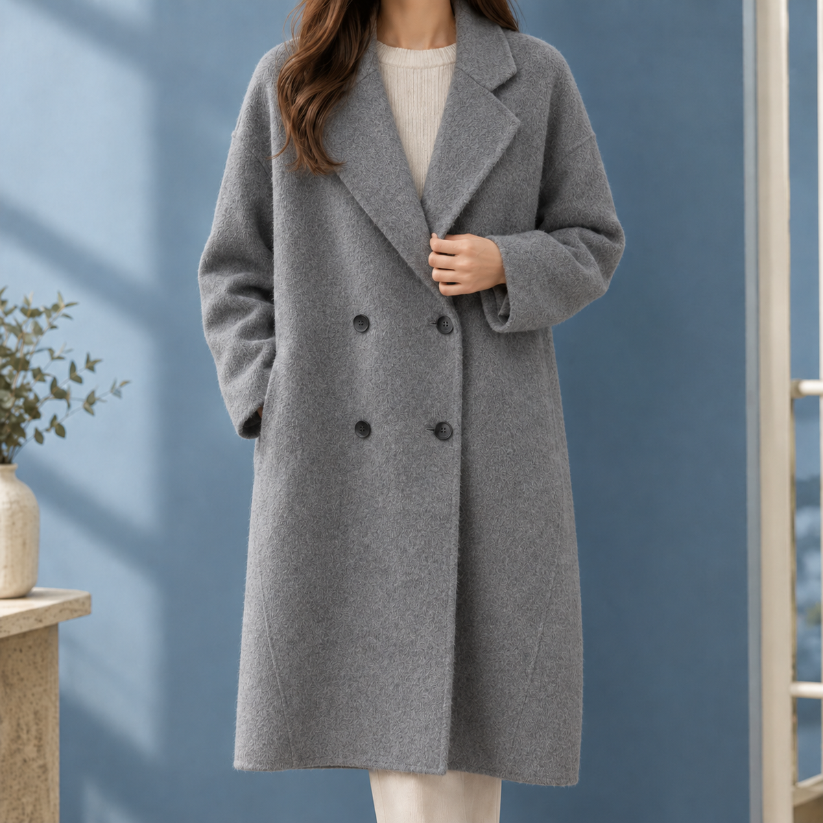 Benevolux | Women's Cocoon Coat Double-Breasted Mid-Length
