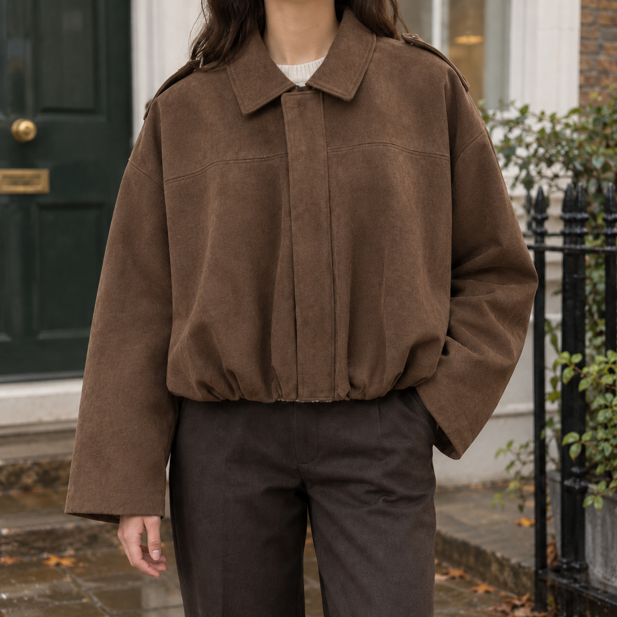 Grace-Marie | Women's Faux Suede Bomber Jacket – Blouson Fit