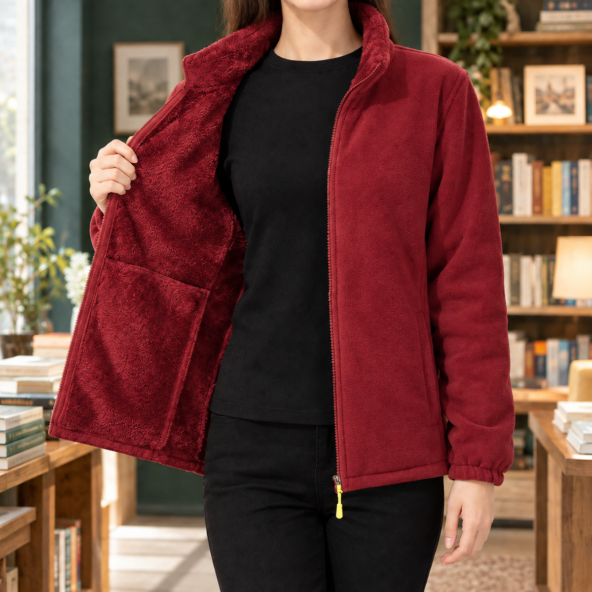 Benevolux | Women's Fleece Jacket Full-Zip Stand Collar