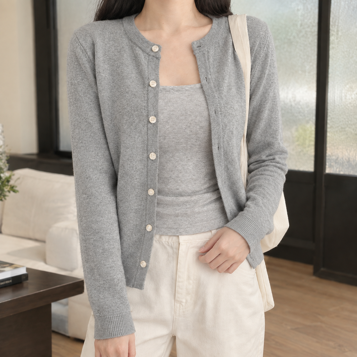 Benevolux | Women's Slim Fit Cardigan Fine Knit Button-Up