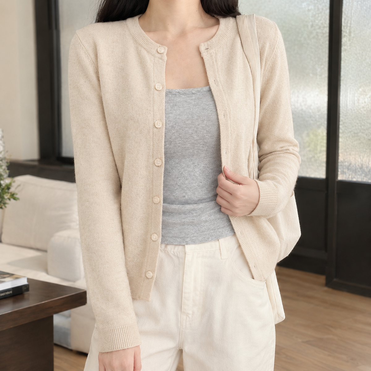 Benevolux | Women's Slim Fit Cardigan Fine Knit Button-Up