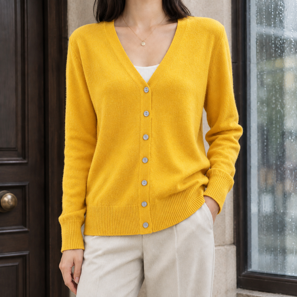 Benevolux | Women's V-Neck Cardigan Soft Knit Button-Up