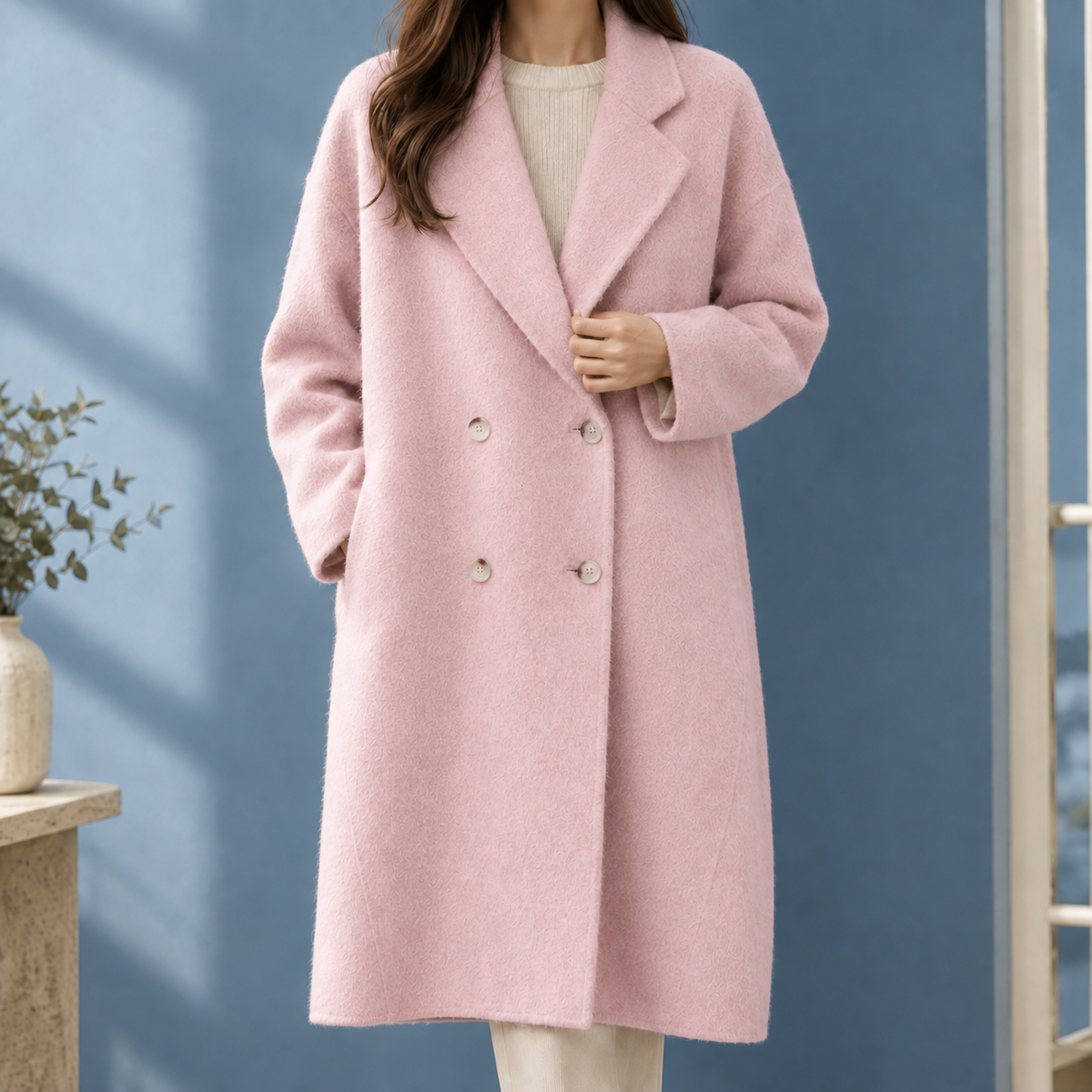 Benevolux | Women's Cocoon Coat Double-Breasted Mid-Length