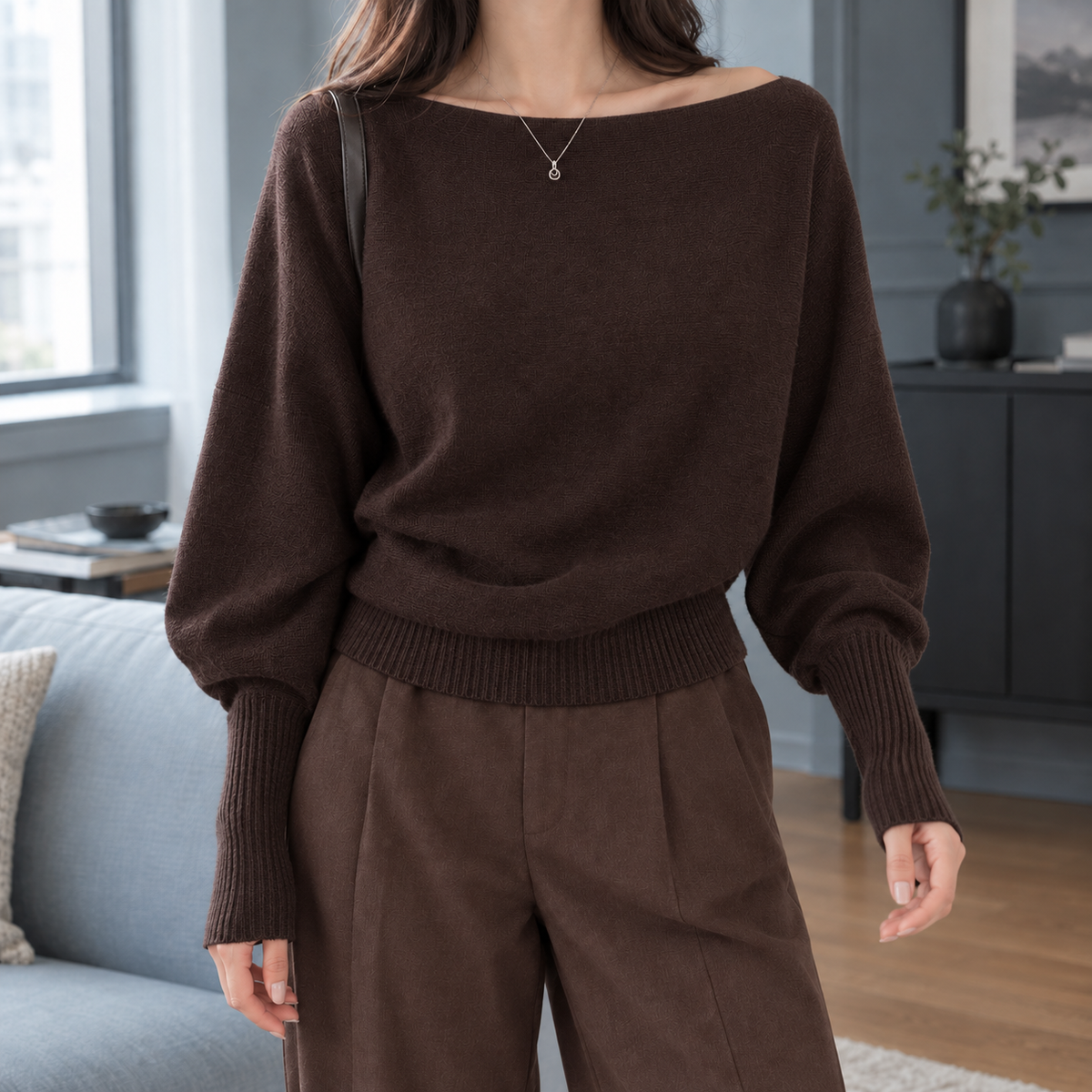 Benevolux | Women's Off Shoulder Top Long Lantern Sleeve