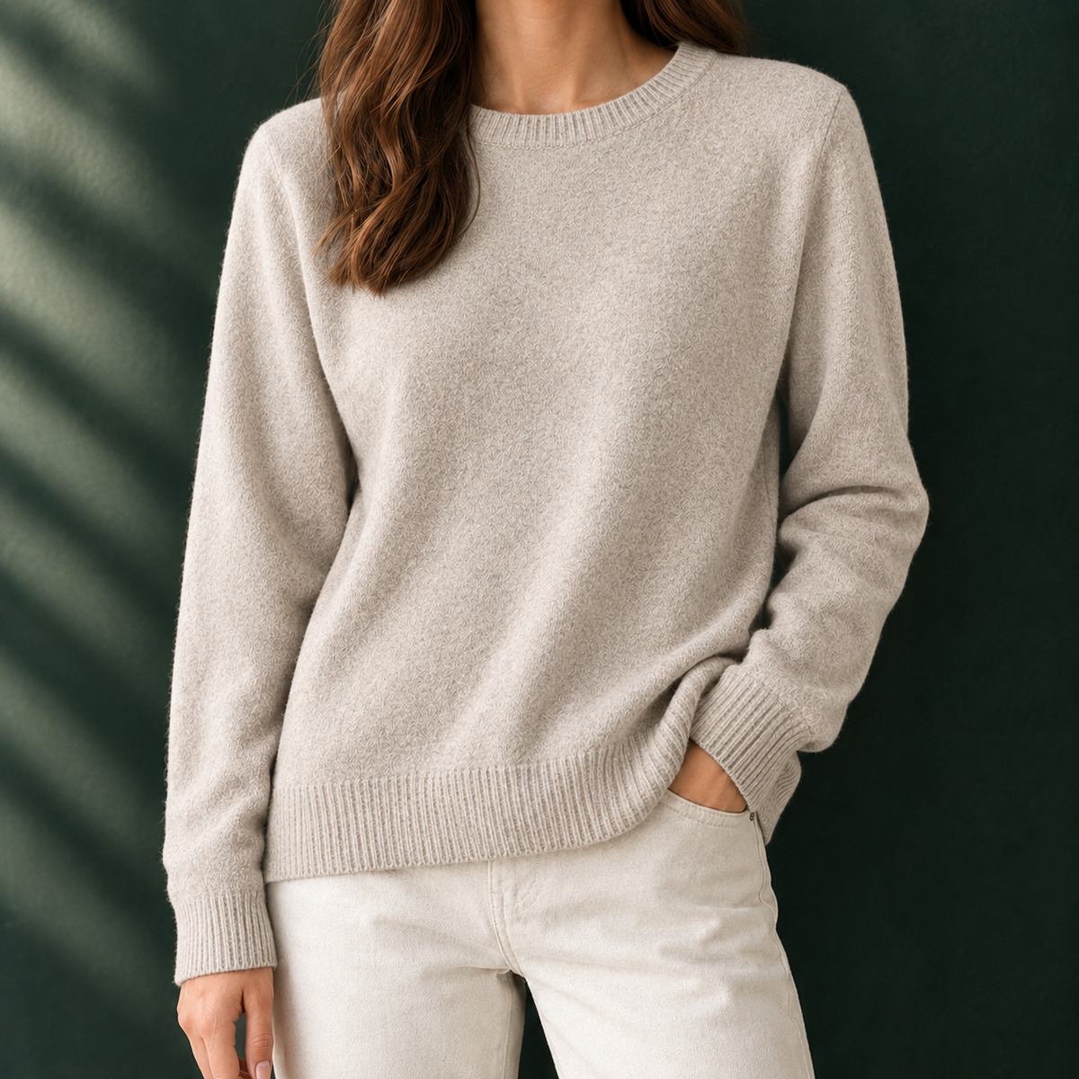 Nicole-Pearl | Women's Crewneck Sweater – Fine Cashmere-Feel Knit