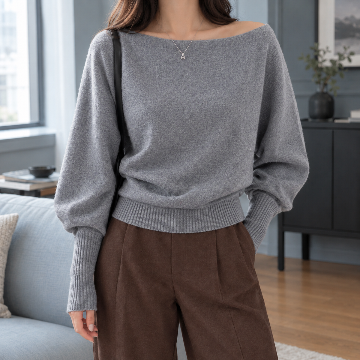 Benevolux | Women's Off Shoulder Top Long Lantern Sleeve