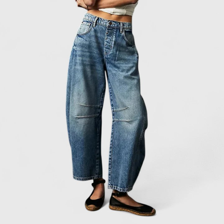 Mabel – Women's Wide-Leg Denim-Look Pants – High Rise, Relaxed Everyday Fit