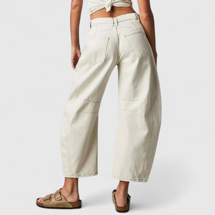 Mabel – Women's Wide-Leg Denim-Look Pants – High Rise, Relaxed Everyday Fit