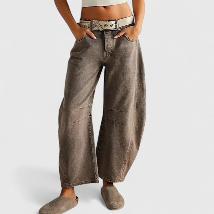 Mabel – Women's Wide-Leg Denim-Look Pants – High Rise, Relaxed Everyday Fit