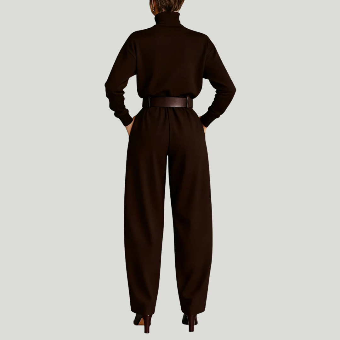 Mireille | Women's Turtleneck and Straight-Leg Pants Set – Minimal Two-Piece