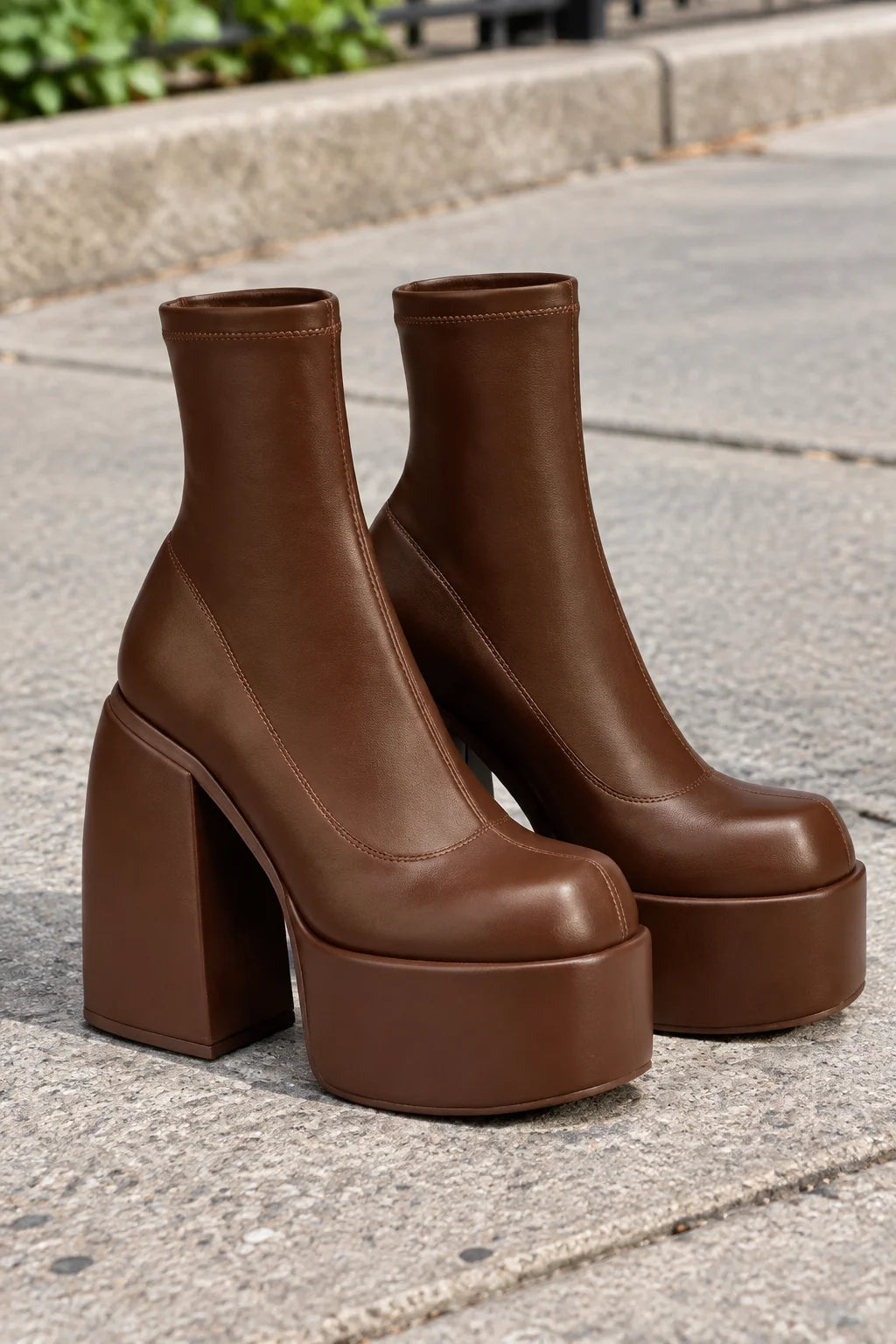 Opal | Women's Chunky Platform Ankle Boots – Modern Statement Booties – Brown
