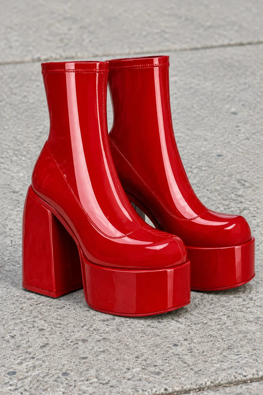 Opal | Women's Chunky Platform Ankle Boots – Modern Statement Booties – Red