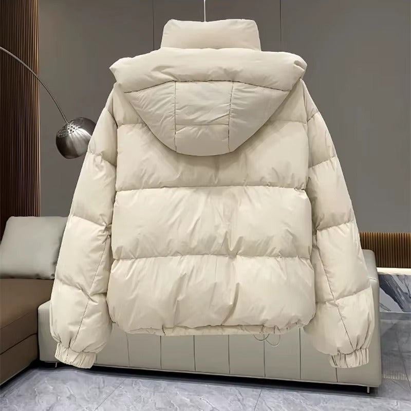 Sasha | Women's Cropped Quilted Puffer Jacket – Hood, Stand Collar, Zip Front