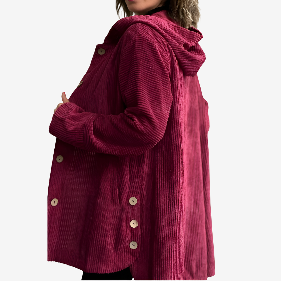 Selma | Women's Long Hooded Cardigan – Ribbed Knit with Buttons and Side Pockets