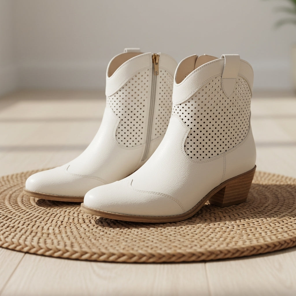Shelby – Women's Western Cowboy Boots – Leather-Look with Classic Stitching