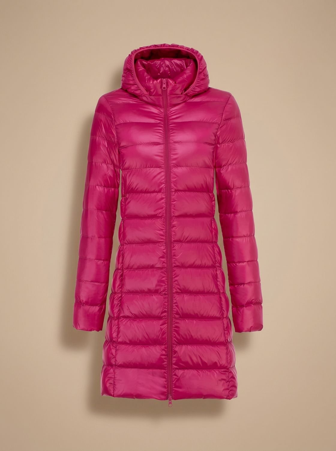 Signe | Women's Long Hooded Puffer Coat – Lightweight Padding, Slim Fit