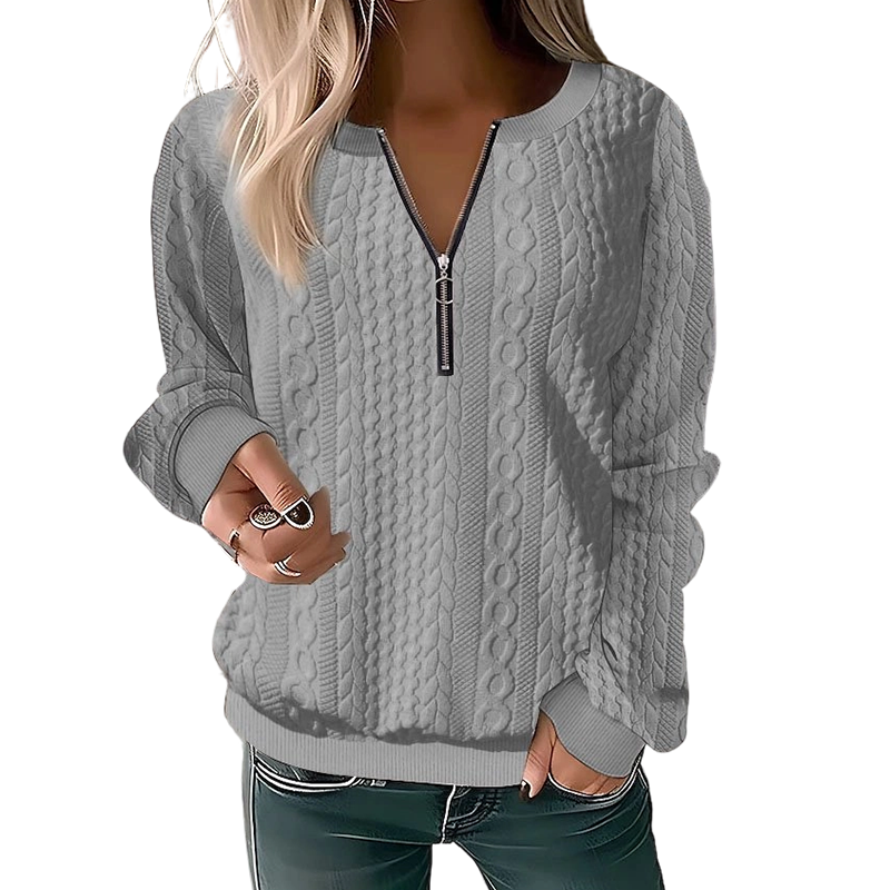Women's Cable Knit Half-Zip Sweater – Zip Collar Pullover