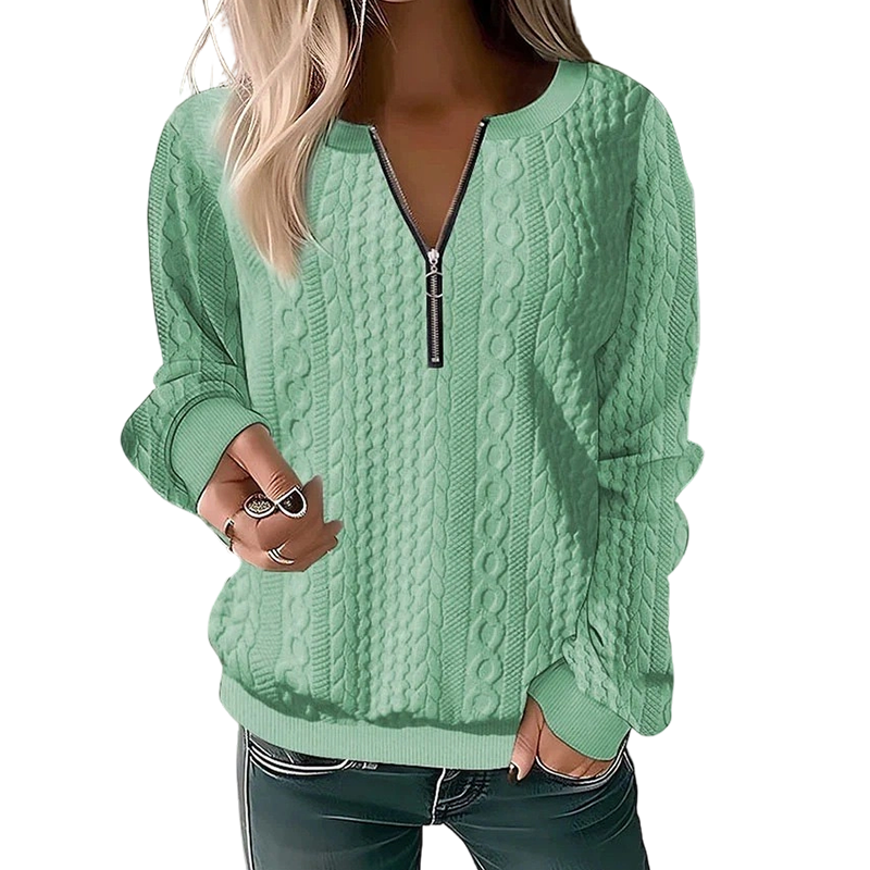 Women's Cable Knit Half-Zip Sweater – Zip Collar Pullover