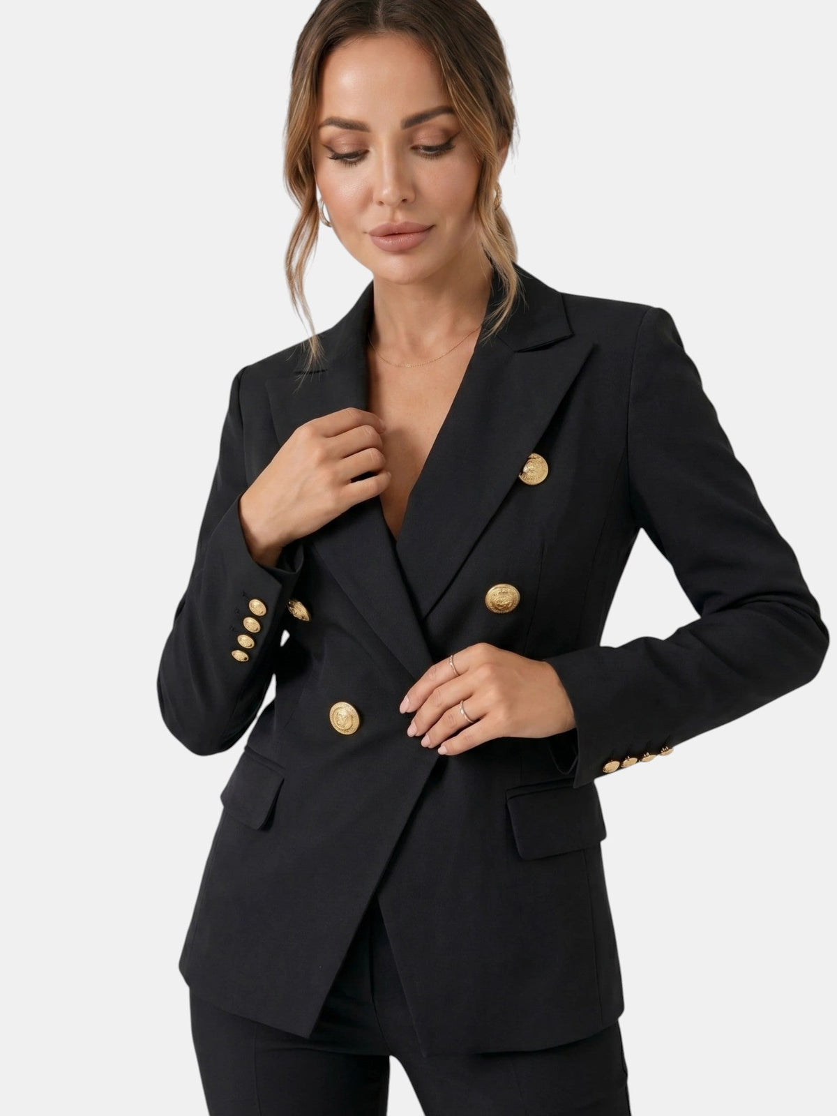 Sylvie | Women's Double-Breasted Blazer and Slim Pants Suit Set – Tailored Two-Piece Workwear