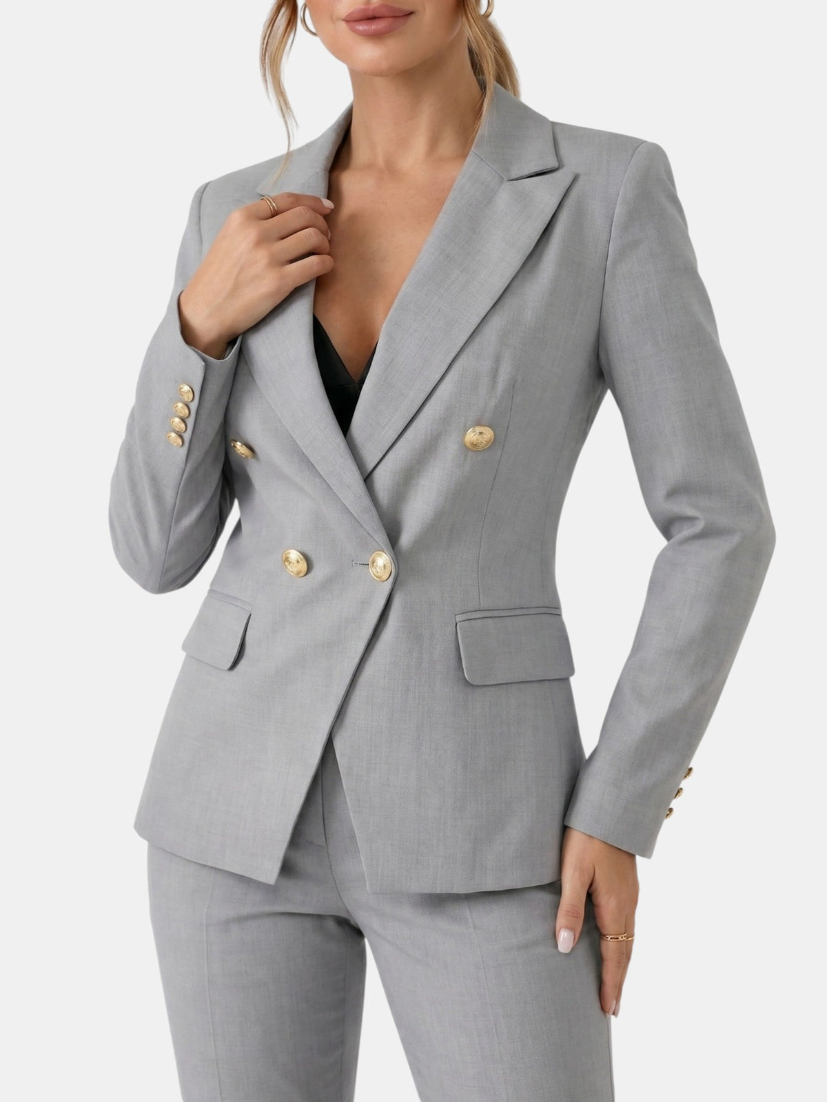 Sylvie | Women's Double-Breasted Blazer and Slim Pants Suit Set – Tailored Two-Piece Workwear