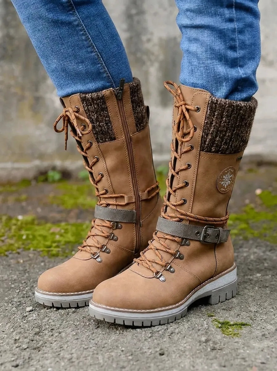 Tove | Women's Lace-Up Winter Boots – Water-Resistant, Warm Lined, Anti-Slip – Brown