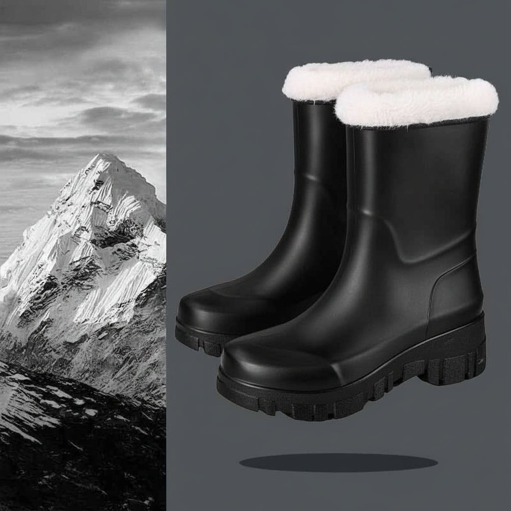 Ursula | Women's Waterproof Snow Boots – Plush Lined, Lug Sole, Mid-Calf or Tall Shaft – Black (Mid-Calf)