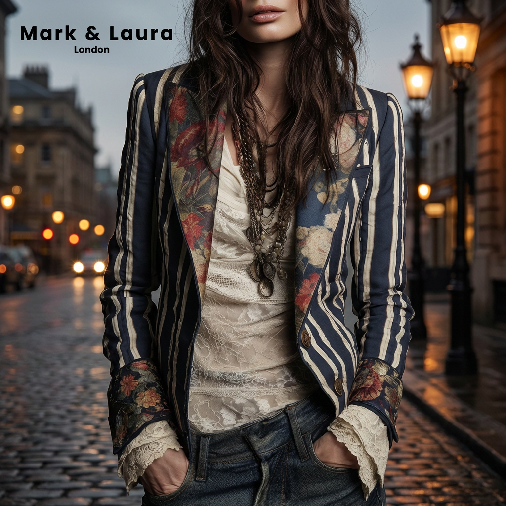 Vera – Women's Floral Print Blazer – Structured Shoulder, Single-Breasted