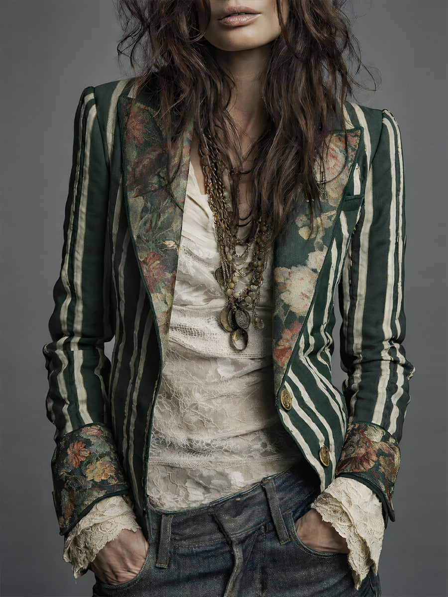 Vera – Women's Floral Print Blazer – Structured Shoulder, Single-Breasted