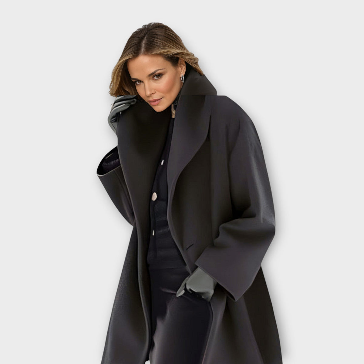 Winifred – Women's Wool-Feel Shawl Collar Jacket – Windproof Fitted Winter Layer