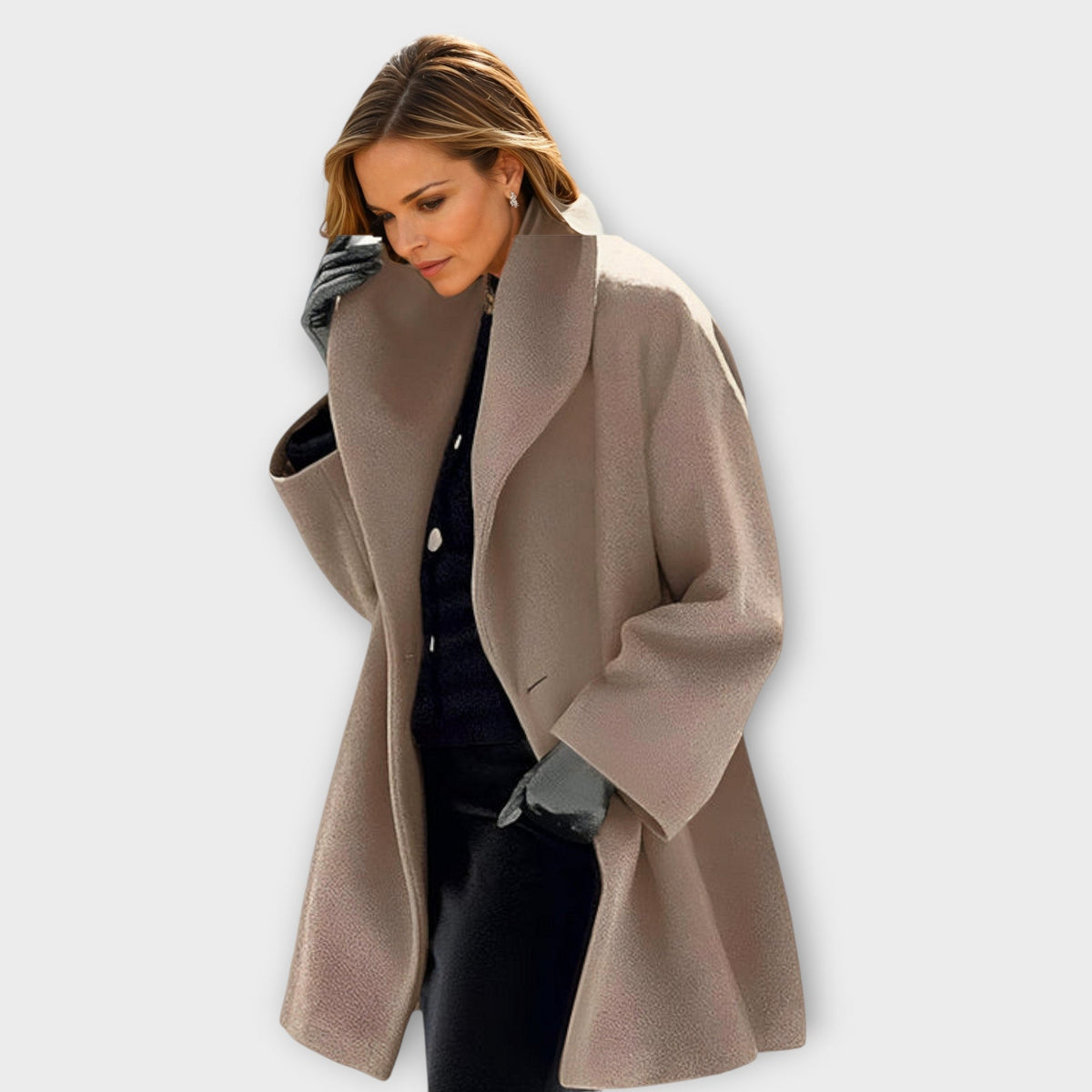 Winifred – Women's Wool-Feel Shawl Collar Jacket – Windproof Fitted Winter Layer