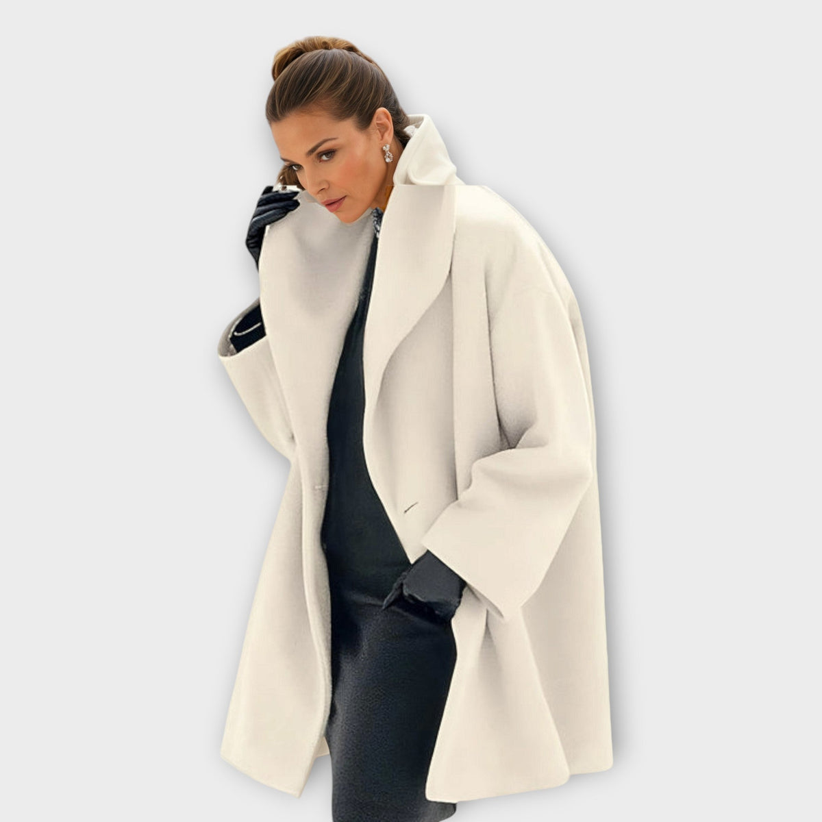 Winifred – Women's Wool-Feel Shawl Collar Jacket – Windproof Fitted Winter Layer