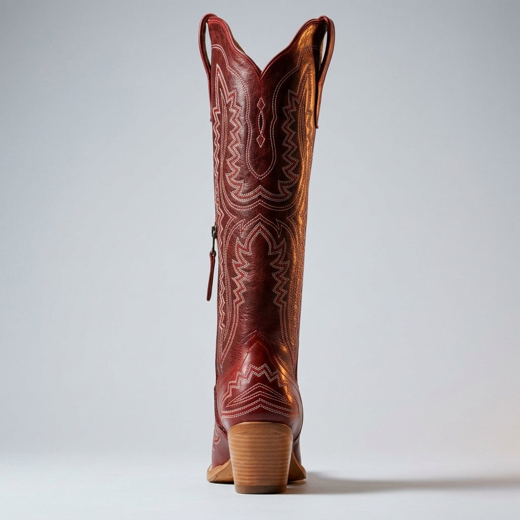 Winona | Women's Knee-High Western Boots – Vegan Leather-Look, Block Heel