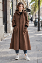 Women's Long Hooded Coat – Relaxed Weather-Ready Fit