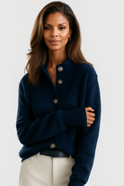 Sofia | Women's Collared Button Cardigan – Soft Knit