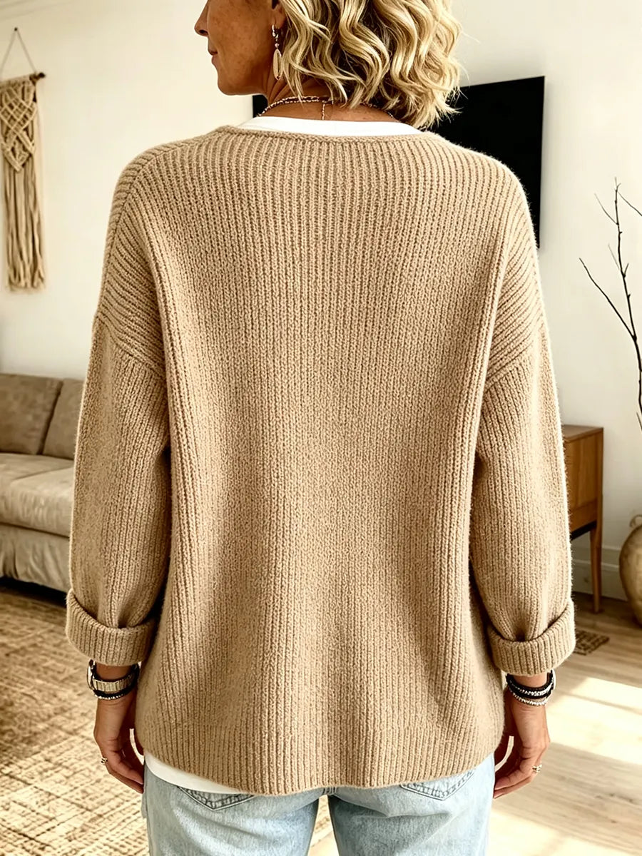 Women's Ribbed Knit Cardigan – Asymmetric Wrap Front