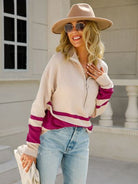 Lemia | Women's Half-Zip Sweater – Contrast Trim Pullover