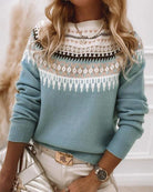 Avery | Women's Fair Isle Knit Sweater – Classic Repeating Pattern