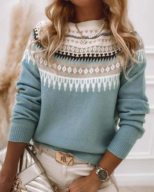 Avery | Women's Fair Isle Knit Sweater – Classic Repeating Pattern