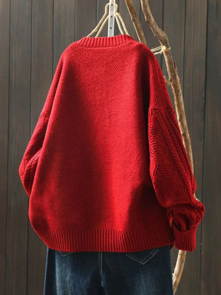 Lorenza | Women's Cable Knit Cardigan – Oversized Button Front