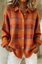 Benevolux | Women's Checkered Knit Cardigan – Relaxed Retro Fit