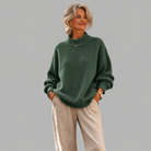 Oriane | Women's Textured Mock Neck Sweater – Relaxed Ribbed Knit
