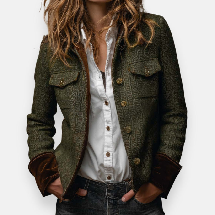 Theodora | Women's Herringbone Tweed Jacket – Tailored Fit