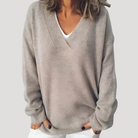 Benevolux | Women's Deep V-Neck Sweater – Long Sleeve Relaxed Fit