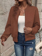 Aurélie | Women's Textured Zip Jacket – Lightweight Quilted Bomber