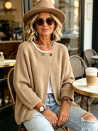 Women's Ribbed Knit Cardigan – Asymmetric Wrap Front