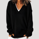Benevolux | Women's Deep V-Neck Sweater – Long Sleeve Relaxed Fit