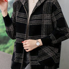 Delaney | Women's Checked Hooded Jacket – Zip-Up Knit