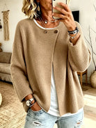 Women's Ribbed Knit Cardigan – Asymmetric Wrap Front
